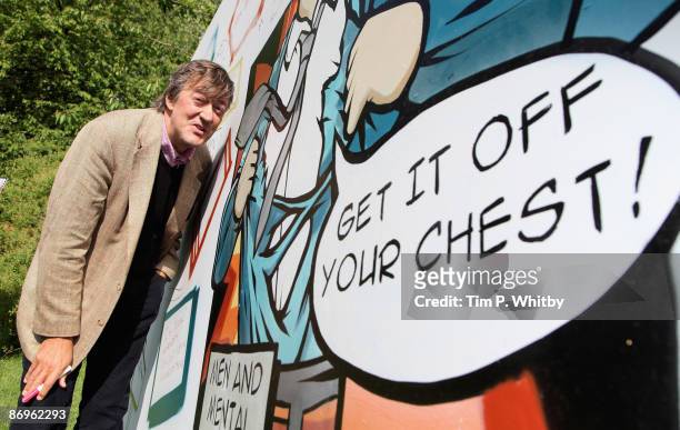 Stephen Fry attends a photocall to launch a new campaign 'Get It Off Your Chest' for mental health charity, Mind at Victoria Tower Gardens on May 11,...