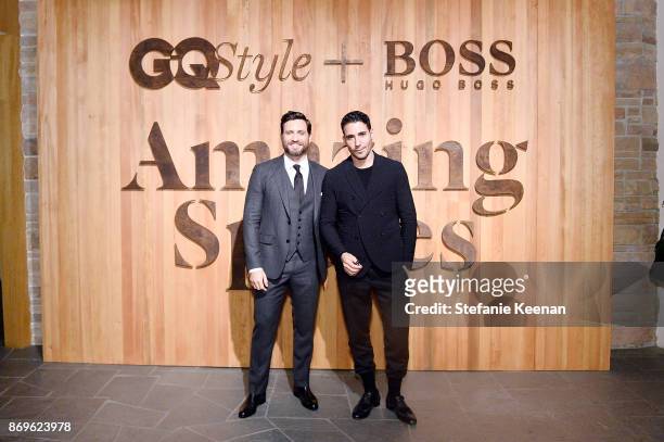 Edgar Ramirez and Miguel Angel Silvestre attend GQ Style & Hugo Boss celebrate Amazing Spaces with Edgar Ramirez at John Lautner's Harvey House on...