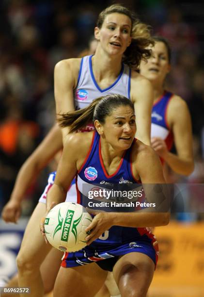 Temepara George of the Mystics in action during the round six ANZ Championships match between the Northern Mystics and the Southern Steel at Trusts...