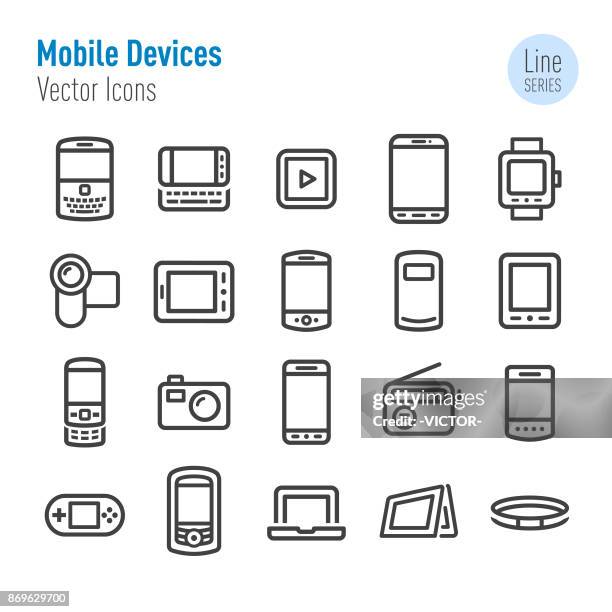 モバイル デバイスのアイコン - ベクトル ライン シリーズ - ガラケー点のイラスト素材／クリップアート素材／マンガ素材／アイコン素材