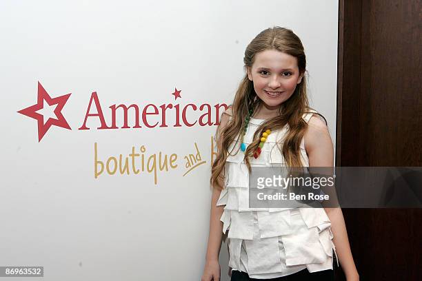 Actress Abigail Breslin poses for photos while on a promotional tour for her new Picturehouse film "Kit Kittredge: An American Girl" at the American...