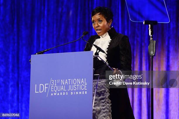 Honorary chair Mellody Hobson on stage during the LDF 31th National Equal Justice Awards Dinner at Cipriani 42nd Street on November 2, 2017 in New...