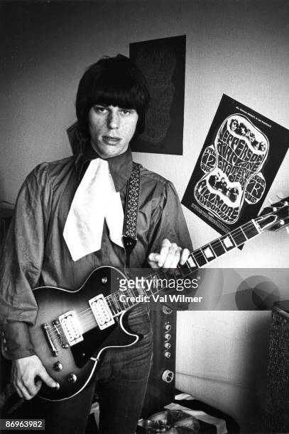 English rock guitarist Jeff Beck at home in England, circa 1965.