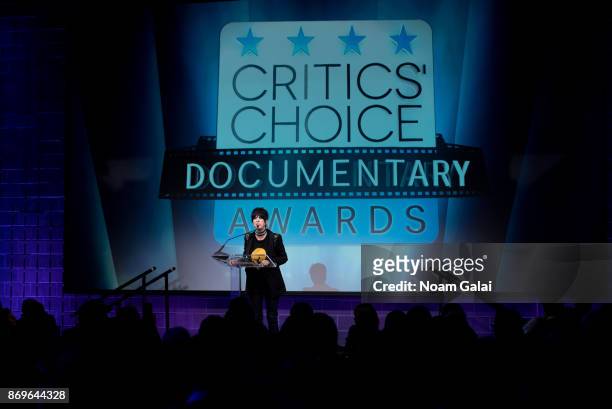Diane Warren speaks at the 2nd Annual Critic's Choice Documentary Awards on November 2, 2017 in New York City.