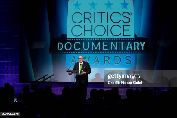 Clive Davis speaks during the 2nd Annual Critic's Choice Documentary Awards on November 2, 2017 in New York City.