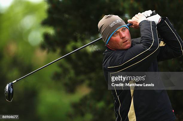John Burns of Bull Bay tees of on the 1st hole during the Glenmuir PGA Professional Championship North Regional Qualifying at Hesketh Golf Club on...