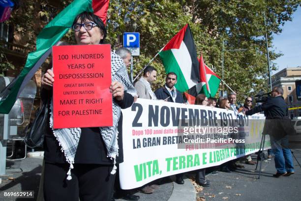 Luisa Morgantini during the Sit-in organized by the Palestinian Community of Rome and Latium in front of the British Embassy to remind and protest...
