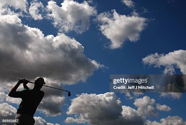 Golfer plays a shot during the Powerade PGA Assistants' Championship regional qualifier at Auchterader golf club on May 11, 2009 in Auchterarder,...