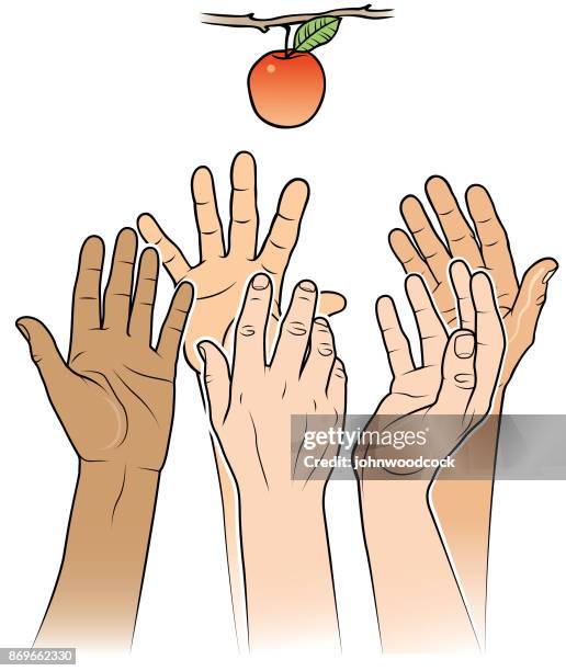 stockillustraties, clipart, cartoons en iconen met bereiken voor apple illustratie - vraag en aanbod