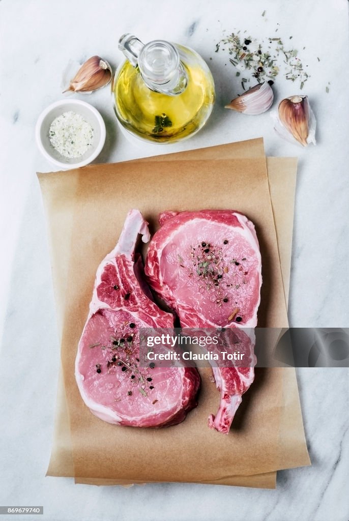 Raw pork chops