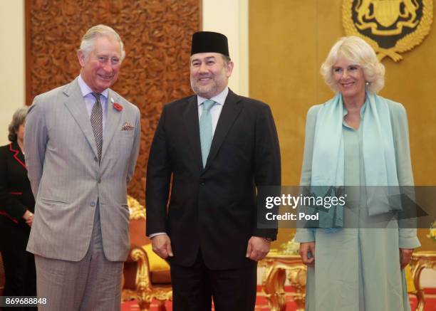 Prince Charles, The Prince of Wales and Camilla, Duchess of Cornwall meet with His Majesty The Yang di-Pertuan Agong XV Sultan Muhammad V for a...