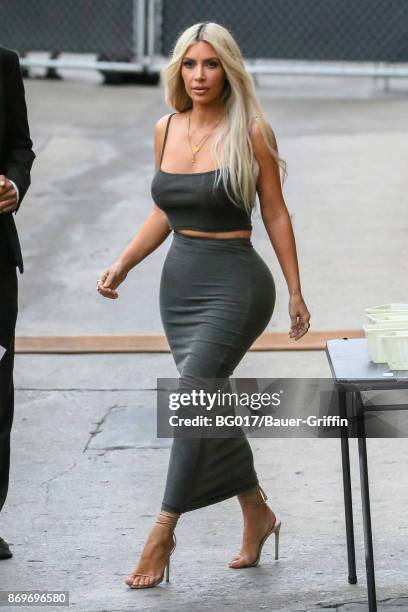 Kim Kardashian is seen at 'Jimmy Kimmel Live' on November 02, 2017 in Los Angeles, California.
