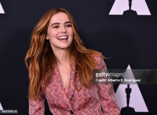 Actress Zoey Deutch attends the Academy Nicholl Fellowships In Screenwriting Awards Presentation And Live Read at Samuel Goldwyn Theater on November...