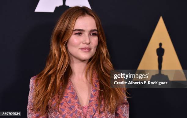 Actress Zoey Deutch attends the Academy Nicholl Fellowships In Screenwriting Awards Presentation And Live Read at Samuel Goldwyn Theater on November...