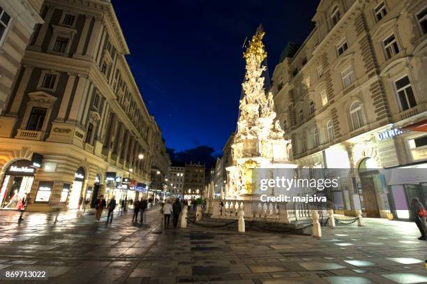 vienna night - pestsäule vienna stock pictures, royalty-free photos & images