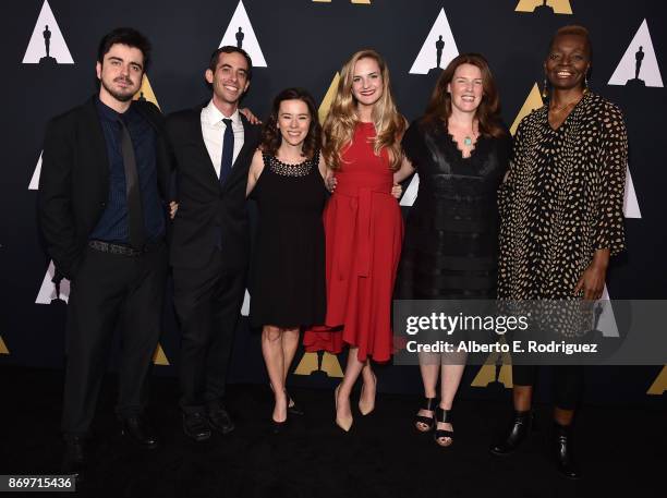 Academy Fellows/screenwriters Cesar Vitale, Max Lance, Jen Bailey S.J. Inwards, K.G. Rockmaker and Vigil Chime attend the Academy Nicholl Fellowships...