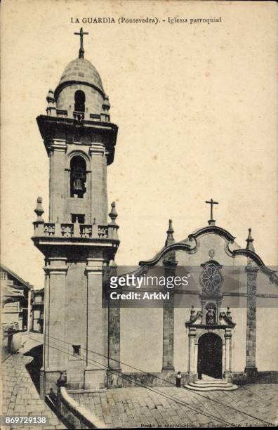 Ak La Guardia Pontevedra Galicien, Iglesia parroquial, Glockenturm