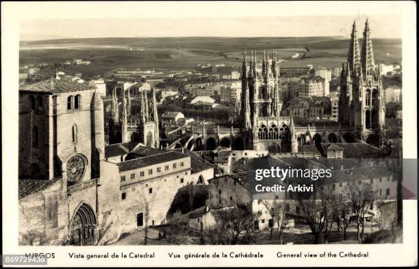 Ak Burgos Kastilien León, Stadtblick mit Kathedrale