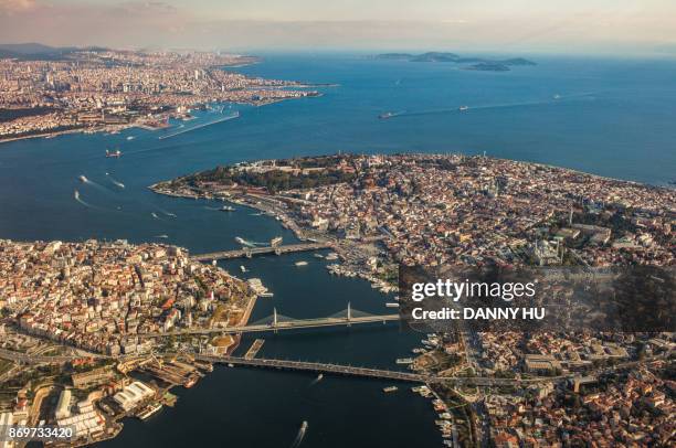 aerial view of historical peninsula of istanbul,turkey - istanbul province stock pictures, royalty-free photos & images