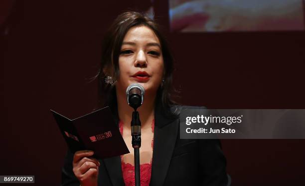 Actress Zhao Wei attends the 30th Tokyo International Film Festival Closing Ceremony at Ex Theatre on November 3, 2017 in Tokyo, Japan.