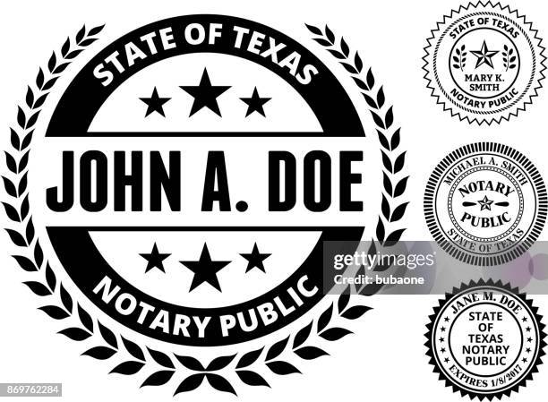 texas state notary public black and white seal - notary stock illustrations