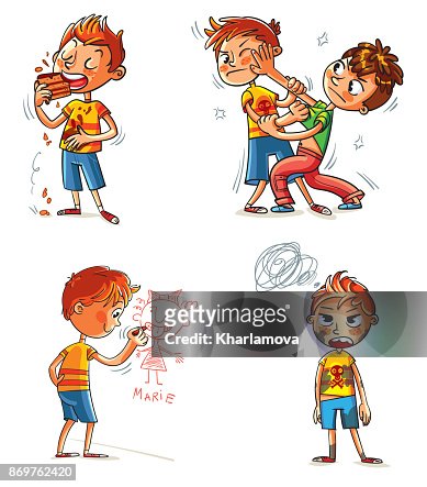 Bad Behavior Funny Cartoon Character High-Res Vector Graphic - Getty Images