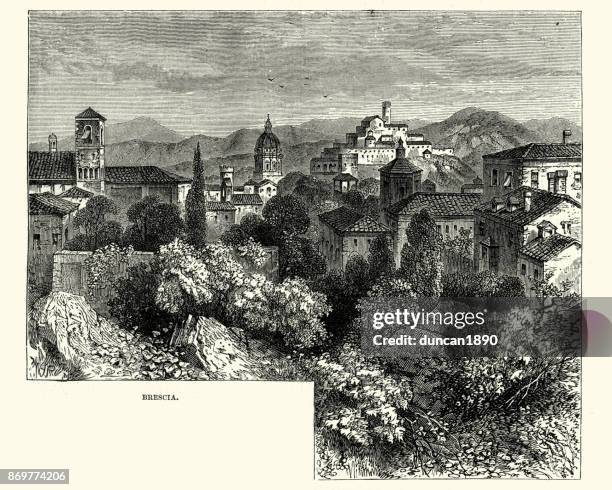 brescia, lombardei, italien, 19. jahrhundert - brescia stock-grafiken, -clipart, -cartoons und -symbole