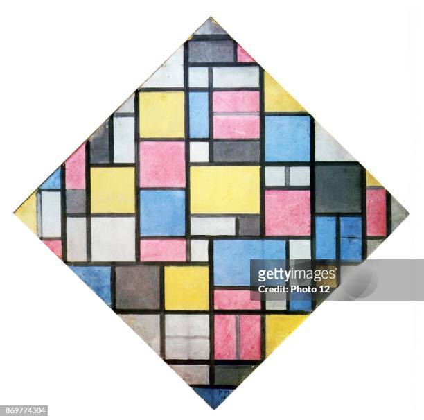 Painting titled 'Composition with Grid VII' by Piet Mondrian Dutch painter. He was a contributor to the De Stijl art movement and group, which was...