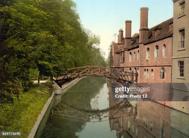 Queen's College Bridge, Cambridge, England 1890.