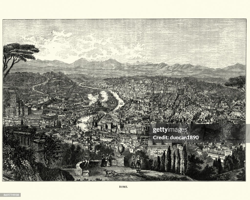 Paisaje urbano de Roma, Italia, siglo XIX