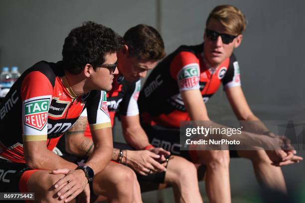 Greg VAN AVERMAET, Nicolas ROCHE and Michael SCHAER from BMC Racing Team during the 5th edition of TDF Saitama Criterium 2017 - Media Day. On Friday,...