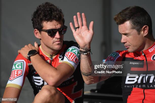 Greg VAN AVERMAET and Nicolas ROCHE from BMC Racing Team during the 5th edition of TDF Saitama Criterium 2017 - Media Day. On Friday, 3 November...