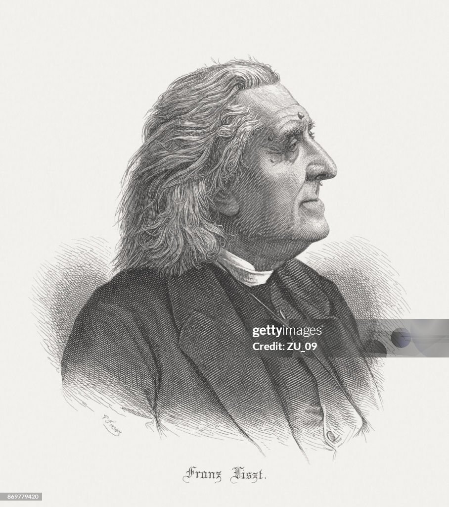Franz Liszt (Hungarian composer, 1811-1886), steel engraving, published in 1887