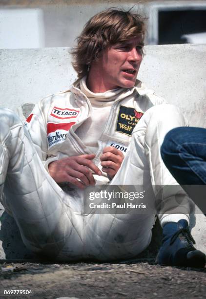 James Hunt on qualifying day of the Formula One Long Beach Grand Prix April 3, 1982 at Long Beach, California