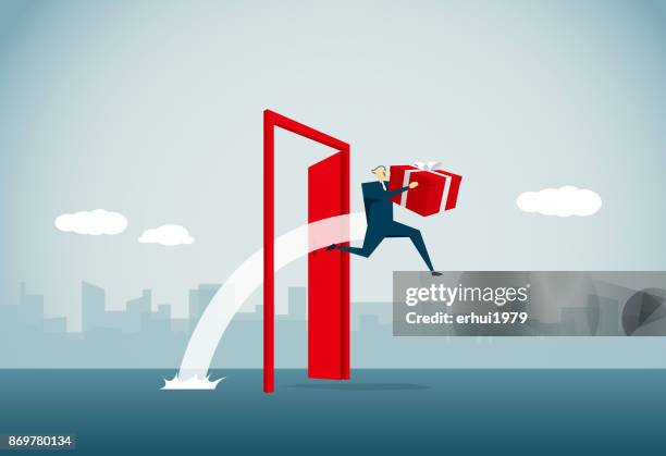 entering - leaving office stock illustrations