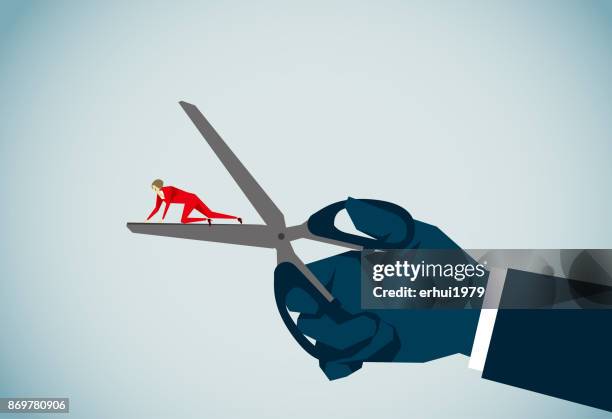 runaway - holding scissors stock illustrations