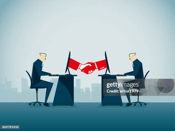 handshake - hands typing stock illustrations