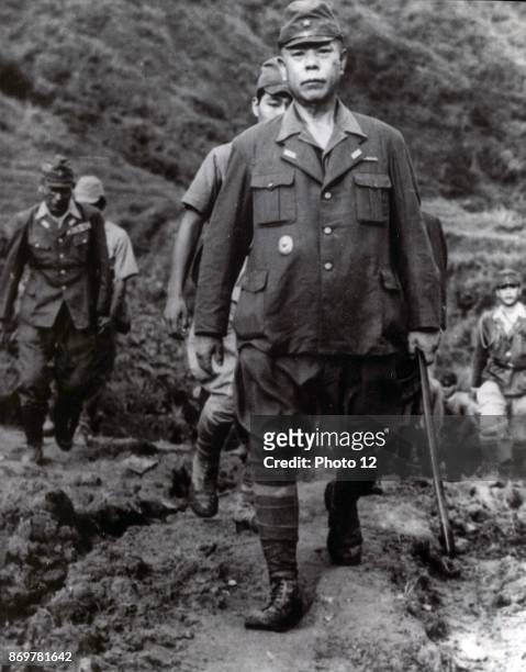 Photograph of General Tomoyuki Yamashita surrending . An Imperial Japanese Army general during World War II. He was executed by hanging after being...