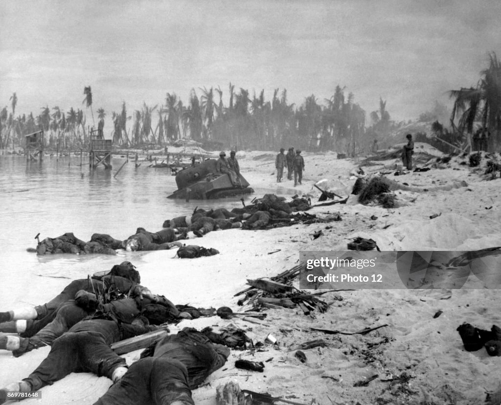 Tarawa Beach during the Battle of Tarawa.