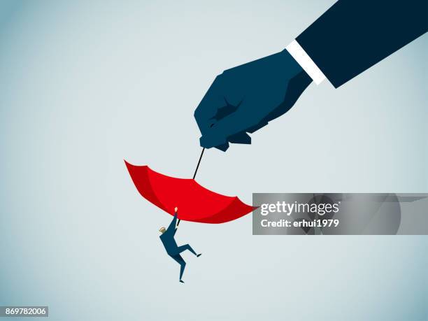 assistance - holding red umbrella stock illustrations