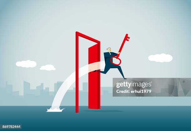 illustrazioni stock, clip art, cartoni animati e icone di tendenza di chiave del successo - striding