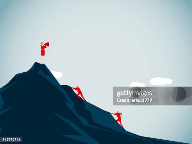 ilustraciones, imágenes clip art, dibujos animados e iconos de stock de venciendo la adversidad - montañismo