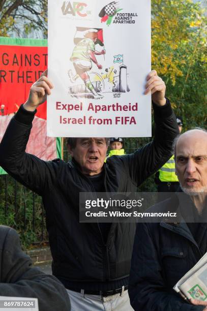 Group of pro-Palestinian demonstrators gathered to protest against Israel's Prime Minister Benjamin Netanyahu, Israeli war crimes and military...