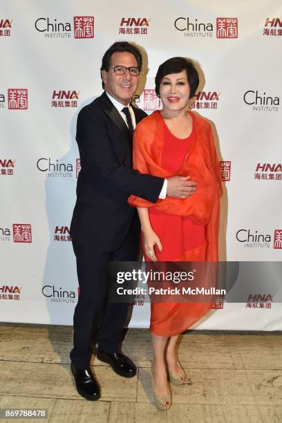 Dr. Howard Sobel and Yue-Sai Kan attend China Institute 2017 Blue Cloud Gala at Cipriani 25 Broadway on November 2, 2017 in New York City.