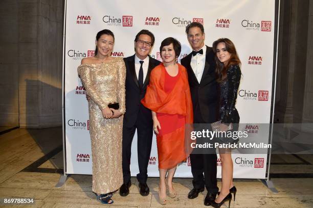 Sally Wu, Dr. Howard Sobel, Yue-Sai Kan, Allan Pollack and Brittney Herskowitz attend China Institute 2017 Blue Cloud Gala at Cipriani 25 Broadway on...