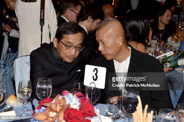 Silas Chou and Cai Guo-Qiang attend China Institute 2017 Blue Cloud Gala at Cipriani 25 Broadway on November 2, 2017 in New York City.