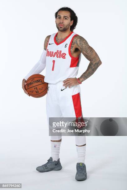 Jordan Crawford of the Memphis Hustle poses for a portrait during the NBA G-League media day on November 2, 2017 at FedExForum in Memphis, Tennessee....