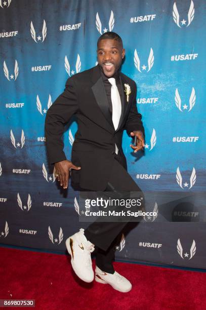 Olympic Gold Medalist Justin Gatlin attends the 2017 USATF Black Tie & Sneakers Gala at The Armory Foundation on November 2, 2017 in New York City.