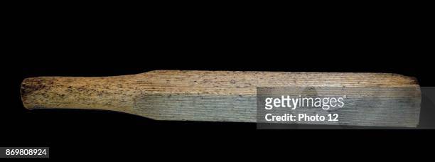Whalebone bark cloth beater from Pitcairn Island, eastern Polynesia. Dated 1850.