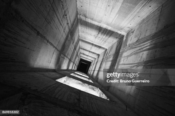 high angle view of elevator shaft in abandoned building - lift shaft stock pictures, royalty-free photos & images